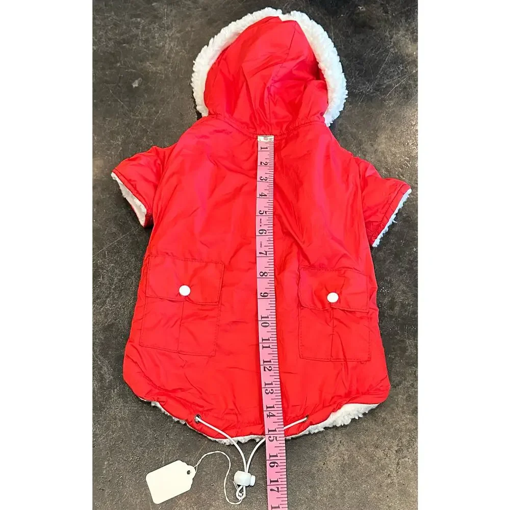 New Insulated Hoodie Dog Coat Size XL Red for Medium Size Dog, Raincoat